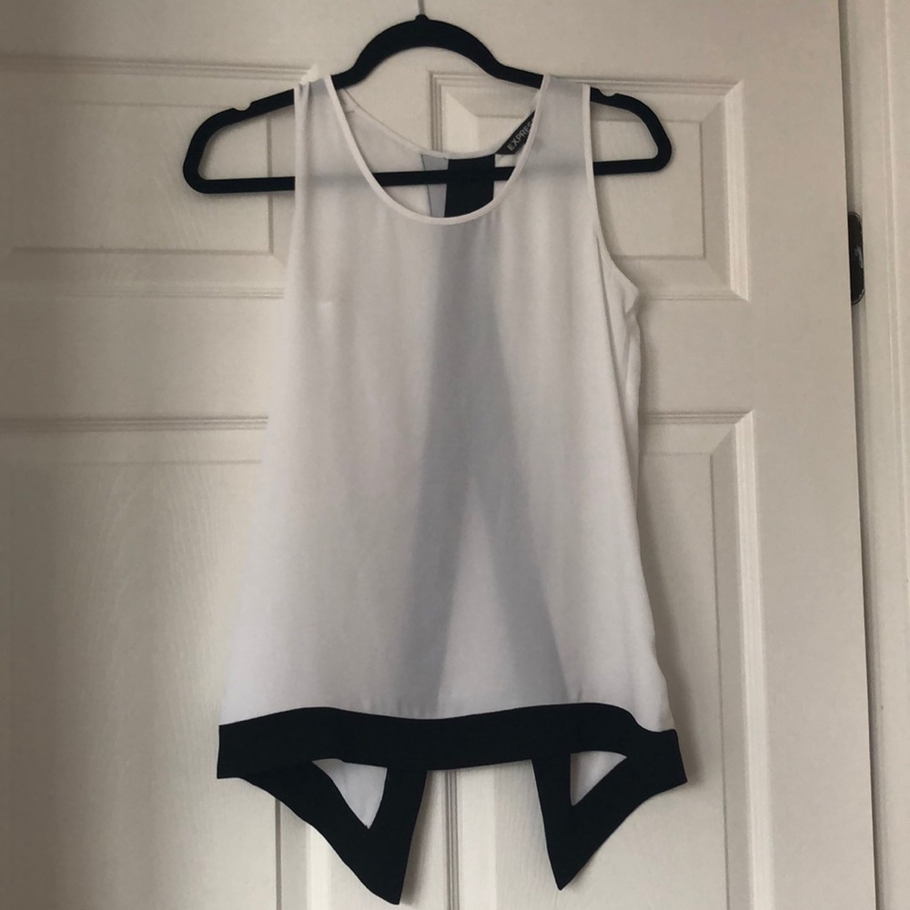 Open back black and white tank top